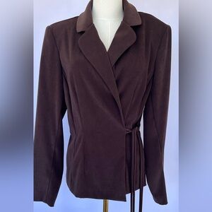 Courtenay Women’s Tailored Wrap-Front Blazer Chocolate Shoulder Pads Size 12